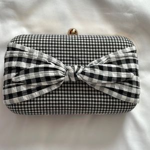 Ann Taylor black and white gingham clutch